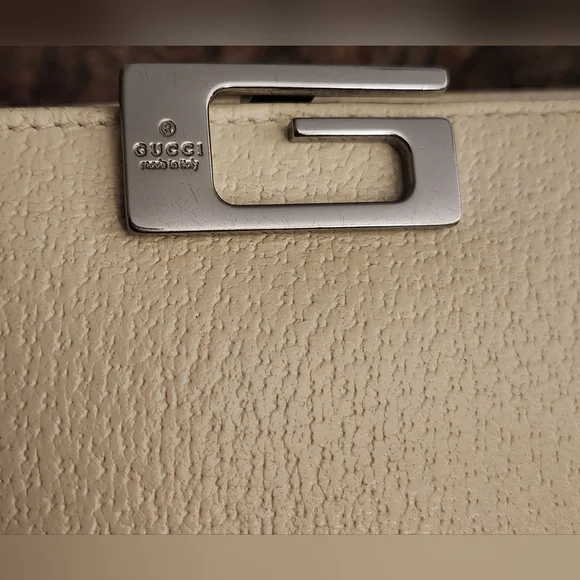 GUCCI G Clasp Continental Pebble Grain Ivory Leather Wallet Auth #035.2778.2097 - Picture 15 of 16